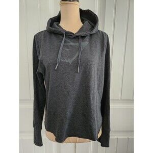 Gymshark Dark Grey Cropped Wrap Back Hoodie Logo Women Sz M Athleisure